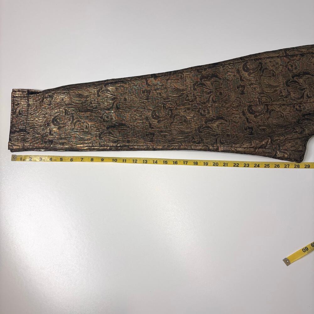 Soft Surroundings Nevina Jacquard Side Zipper Slim Ankle Metallic Pant Gold 8 - Picture 10 of 11